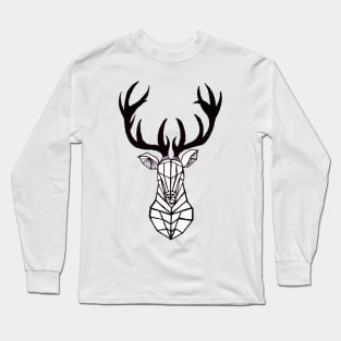 Geometric Moose- Black Long Sleeve T-Shirt